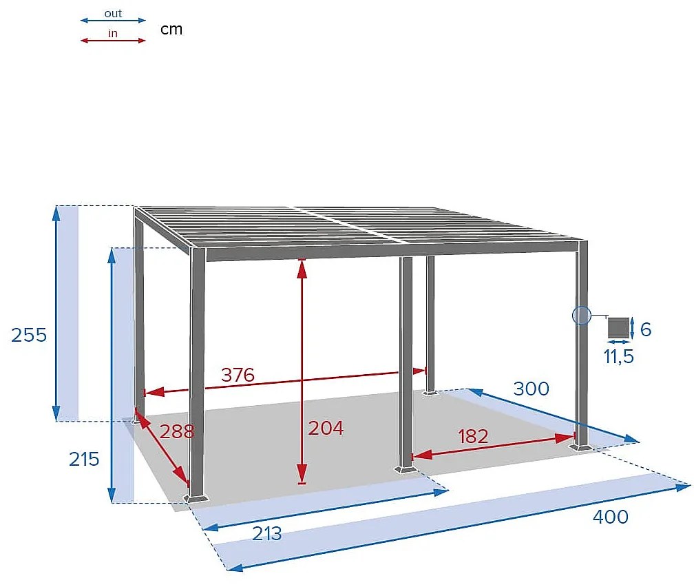 DEOKORK Záhradný hliníkový altánok LUXURY 4x3 m (grafit)