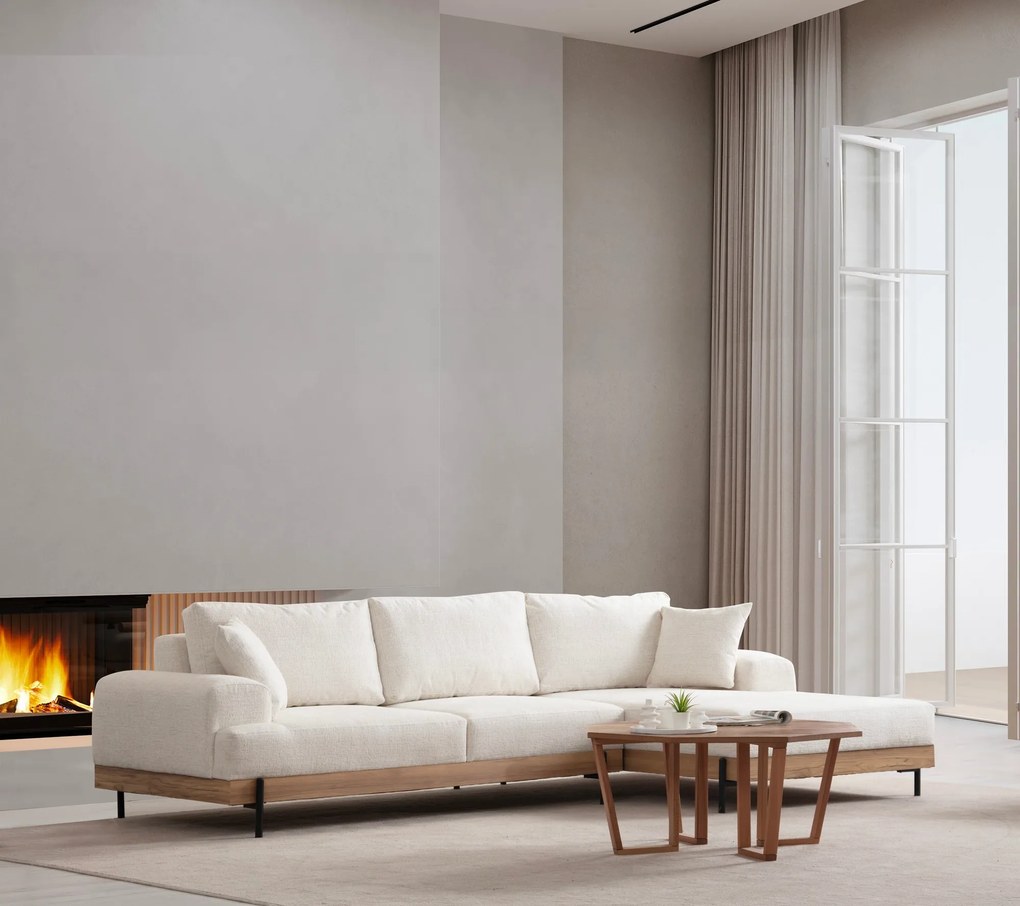 Elegantná rohová pohovka Eti 280 X 170 cm, pravá, biela