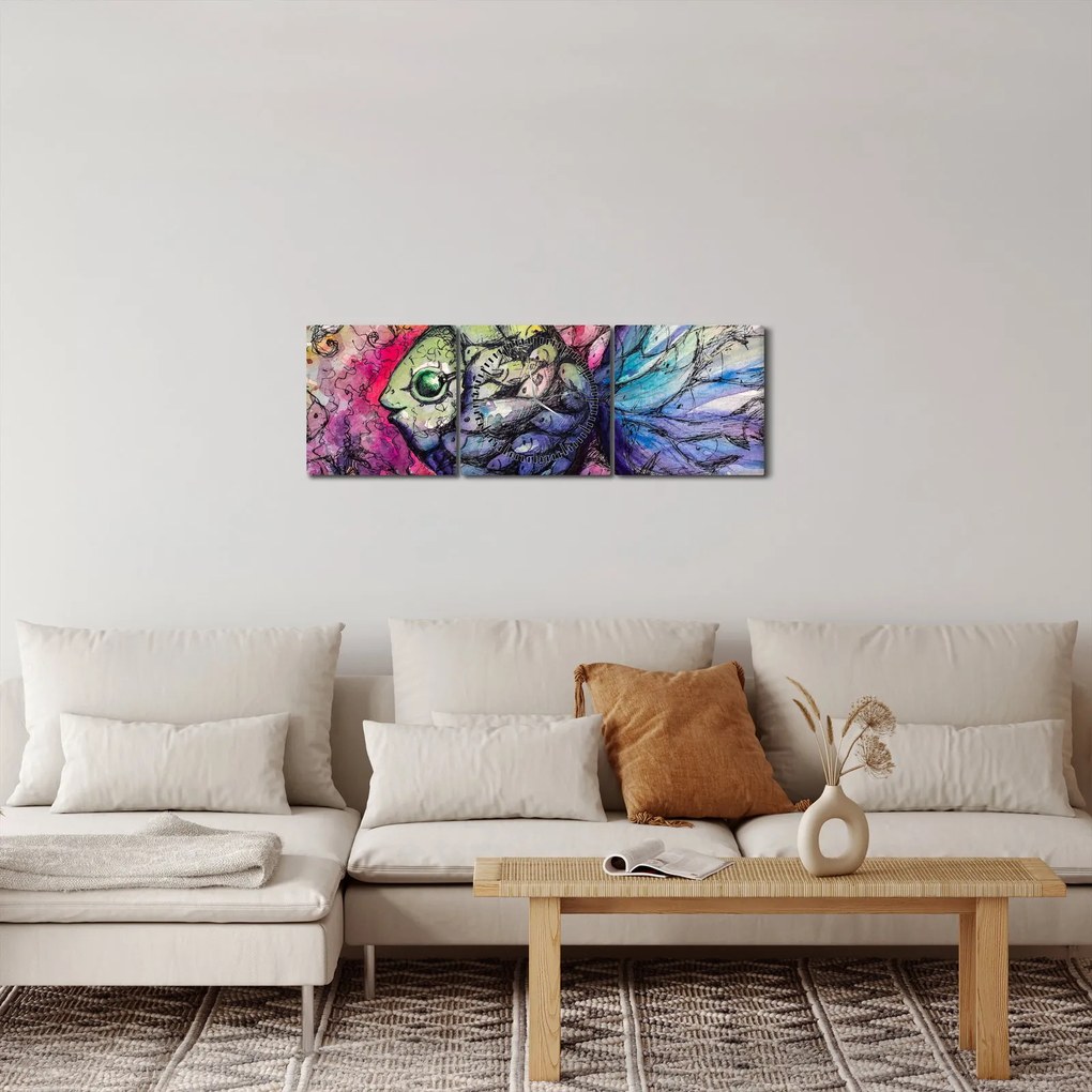 Obraz - Farebná rybička (s hodinami) (90x30 cm)