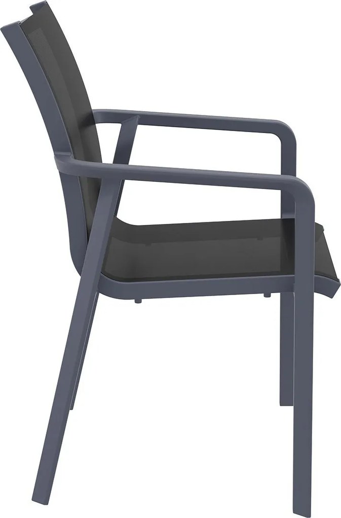 PACIFIC záhradná stolička s podrúčkami dark grey