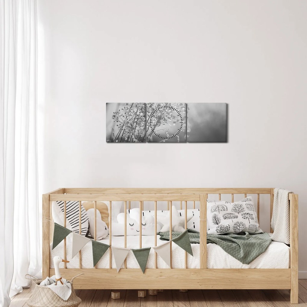 Obraz - Lúka po daždi (s hodinami) (90x30 cm)