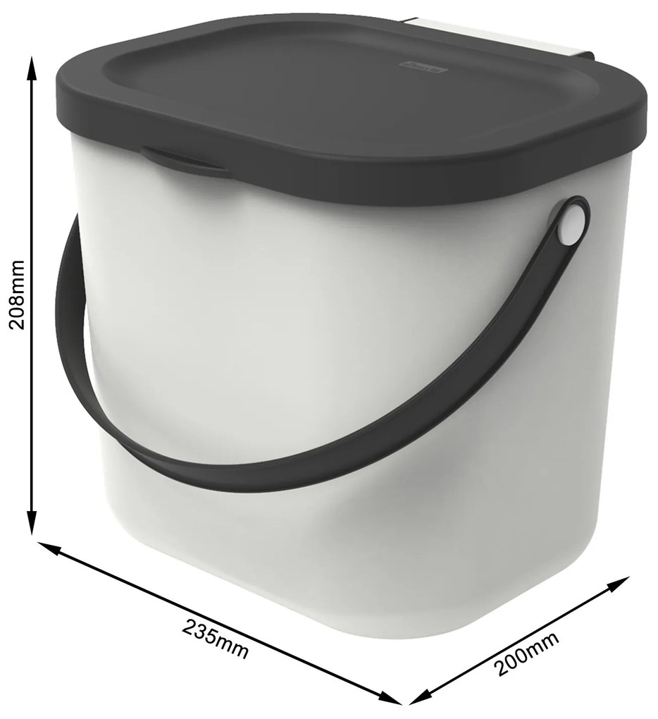 Malý odpadkový koš na bio odpad, 6l ALBULA, bílý/antracit
