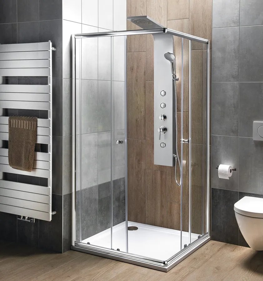Aqualine, AGGA štvorcová sprchová zástena 800x800mm, číre sklo, HLF808