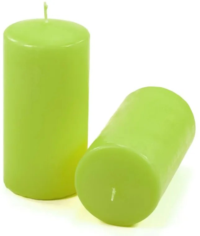 Sada stĺpových sviečok, 15 cm, Ø 7,5 cm, svetlozelená, 4 ks