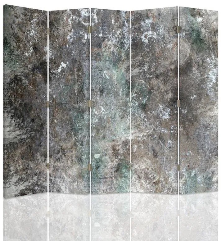 Ozdobný paraván, Betonová stěna - 180x170 cm, päťdielny, obojstranný paraván 360°