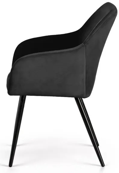Sada dvoch jedálenských stoličiek ESTELLE zamatové, čierne / čierne nohy (2 ks)