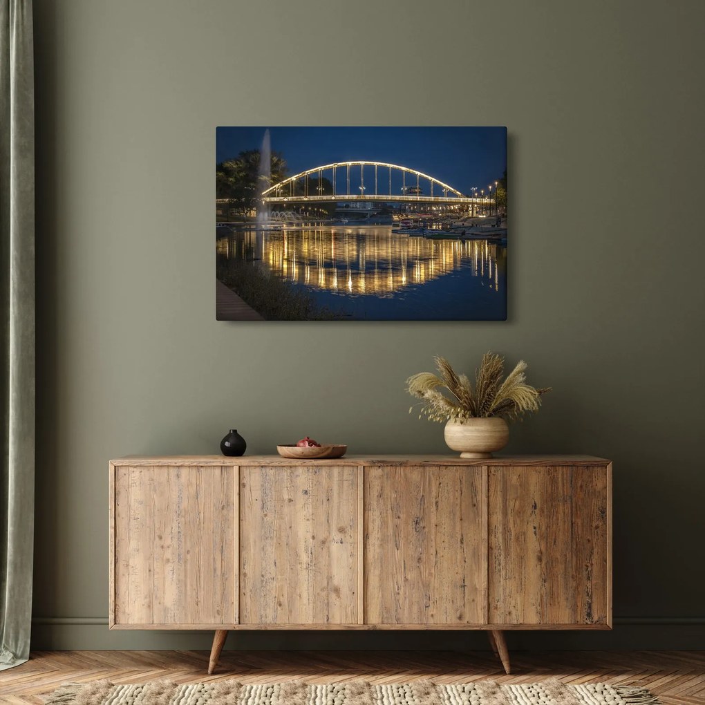 Obraz mosta s fontánou (90x60 cm)