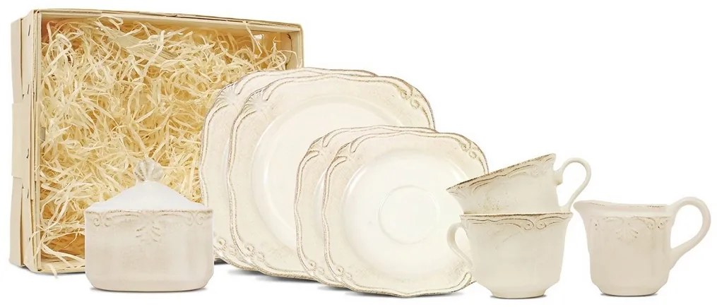 Dezertná súprava Provence Ivory, vidiecka keramika, 8ks