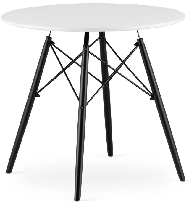 Jedálenský stôl 80 cm biely / čierne nohy