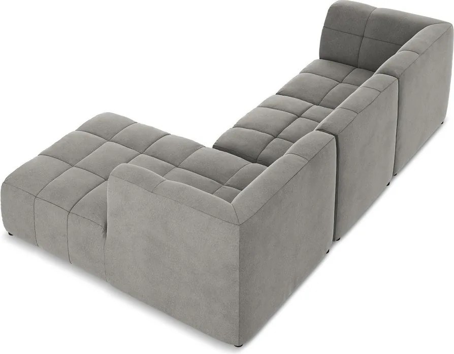 Sivá zamatová rohová pohovka (pravý roh/s leňoškou) Aloha – Makamii