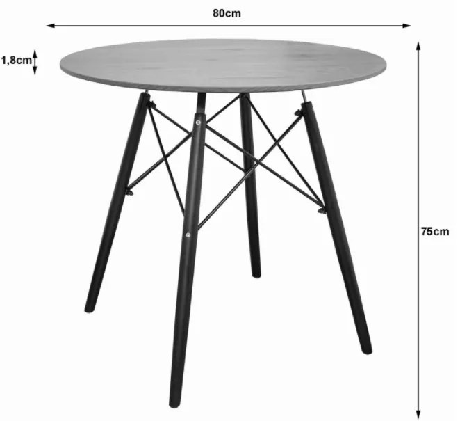 Jedálenský stôl EDDIE 80 cm jaseň