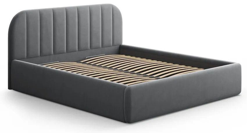 Sivá čalúnená dvojlôžková posteľ s úložným priestorom s roštom 180x200 cm Juno – Windsor & Co Sofas