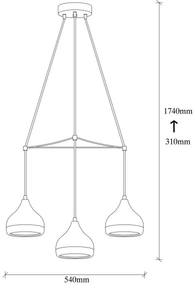 Závesné svietidlo na kábli YILDO 3xE27/40W/230V čierna/medená