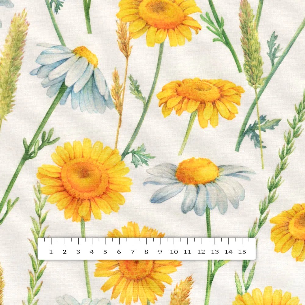 Biante Dekoračný štvorcový obrus PML-104 Biele a žlté margaréty na bielom 140x140 cm