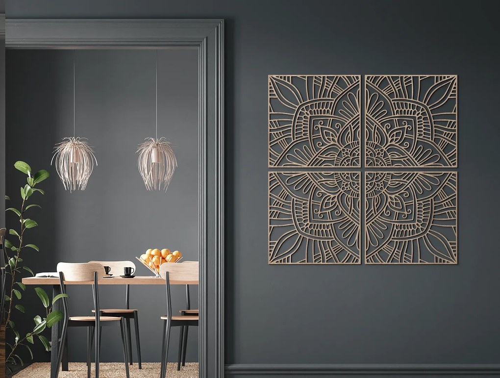 drevko Viacdielna mandala na stenu Rovnováha Rozmer obrazu: 133 x 133,5 cm, Farba dekorácie: Čierna