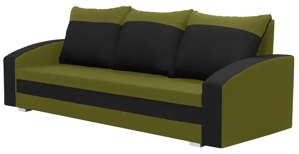 Pohovka 3-miestna s funkciou spania JAN Zelená/čierna