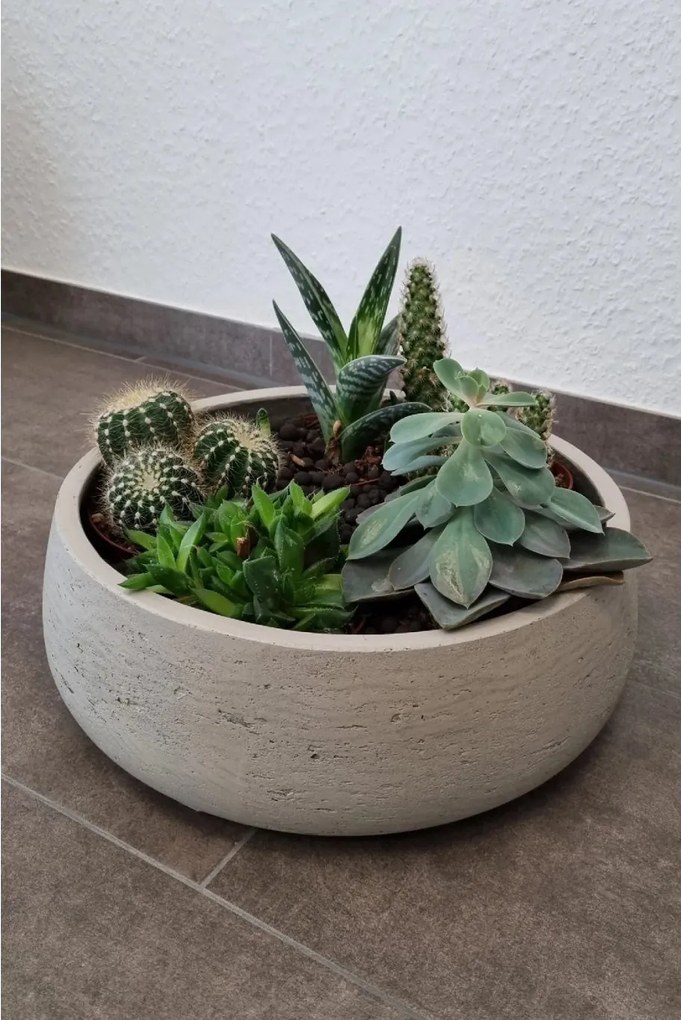 Dekoračná miska PERA, sklolaminát, Ø 27 cm, béžová