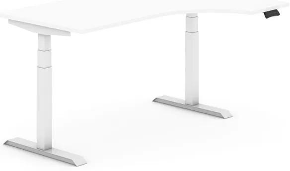 Výškovo nastaviteľný stôl, elektrický, 1600 x 1200 mm, ergonomický, biela