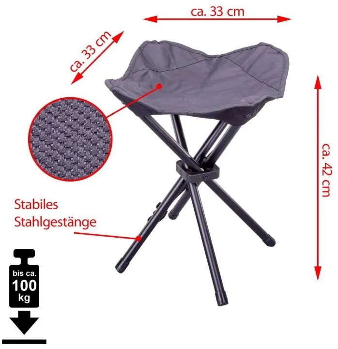 Garthen 65863 Kempingová stolička trojnožka - 2 kusy