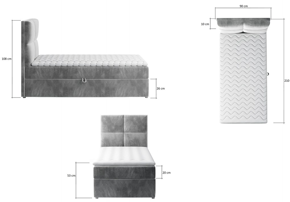 Moderná box spring posteľ Garda 90x200, zelená Monolith