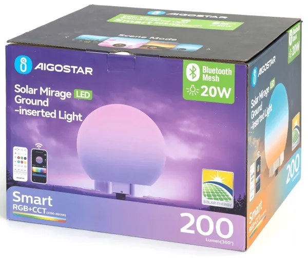 Aigostar-LED RGB stmievateľná vonkajšia lampa MESH 20W/3,7V 4000mAh 2700-6500K IP65 priemer 15 cm