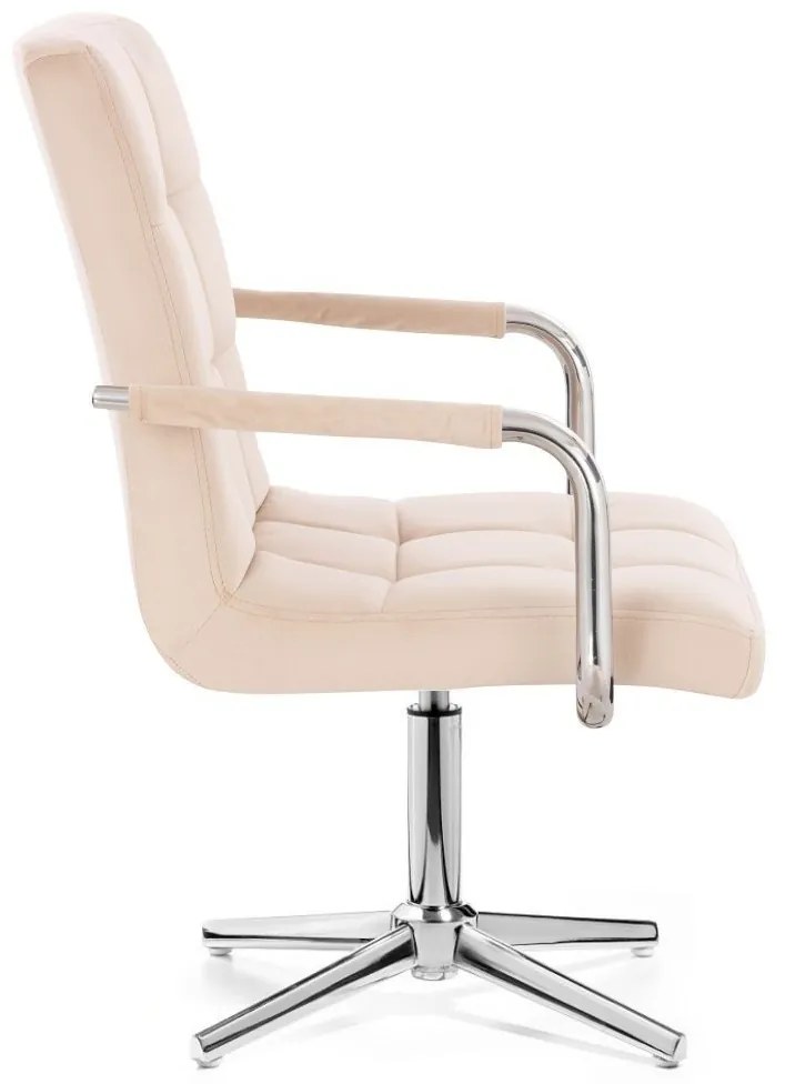 LuxuryForm DESIGN Stolička VERONA VELUR na striebornom kríži - krémová