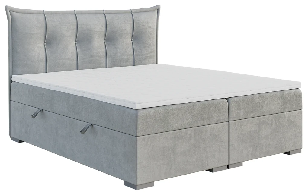 Manželská posteľ Boxspring 180 cm Mirage (svetlosivá) (s matracom a úl. priestorom). Akcia -20%. Vlastná spoľahlivá doprava až k Vám domov. 1043420