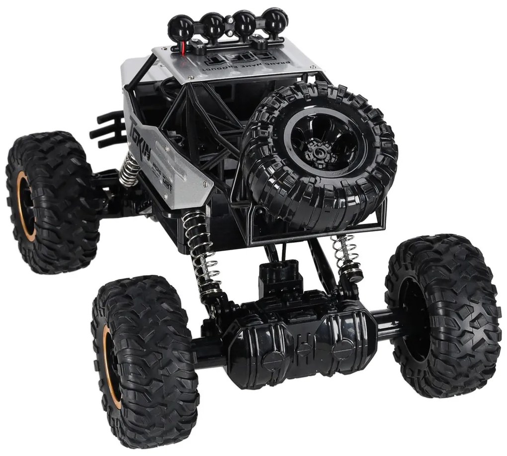 KIK Diaľkovo ovládané RC Rock Crawler 1:12 4WD kovové terénne auto, strieborné