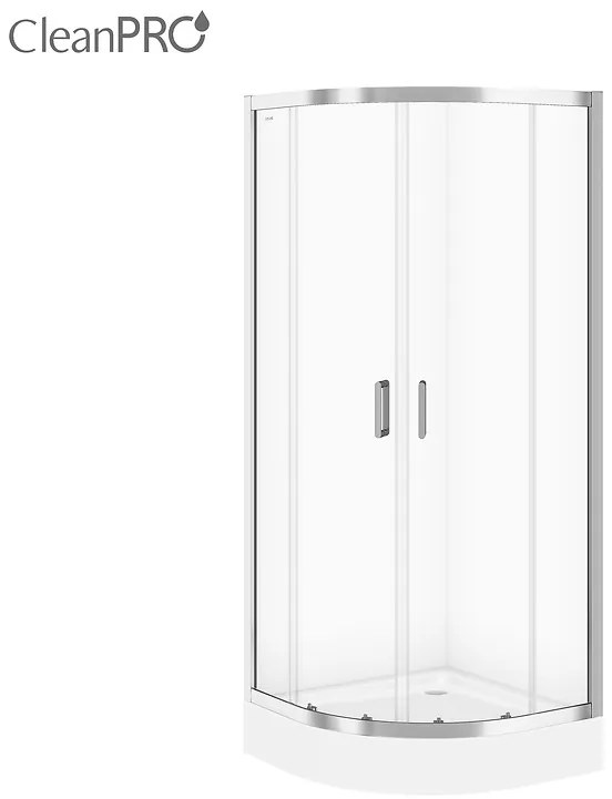 Cersanit Arteco, štvrťkruhový sprchový kút s posuvnými dverami 90 (dvere) x 90 (dvere) x 190cm, 5mm číre sklo, chrómový profil, S157-002