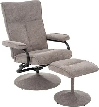 Relaxačné kreslo s taburetom Alfa, šedo-béžová látka%