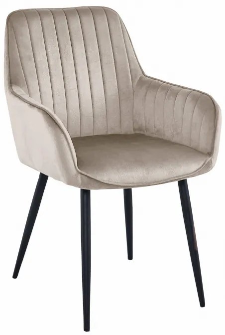 Set dvoch jedálenských stoličiek SOLDEN zamatové tmavobéžové (čierne nohy)