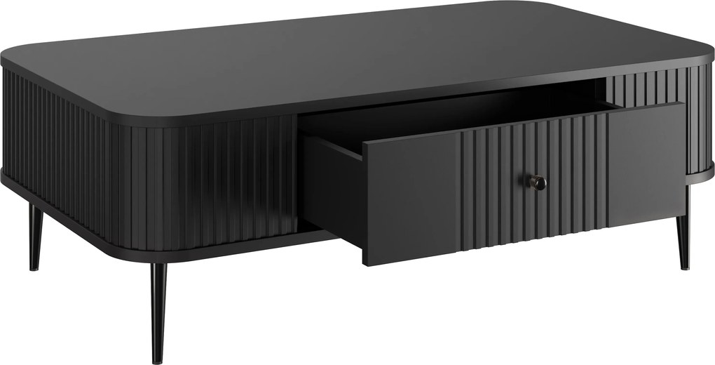 Čierny konferenčný stolík Vesper 103x60 cm so zásuvkou - čierne nohy