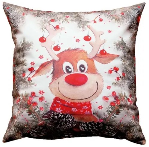 Vankúšová obliečka Vianočný sob Rudolf 40x40 cm