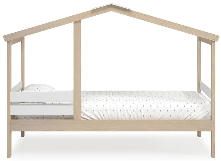 Biela/prírodná domčeková detská posteľ v dekore borovice 90x190 cm Angel - Marckeric