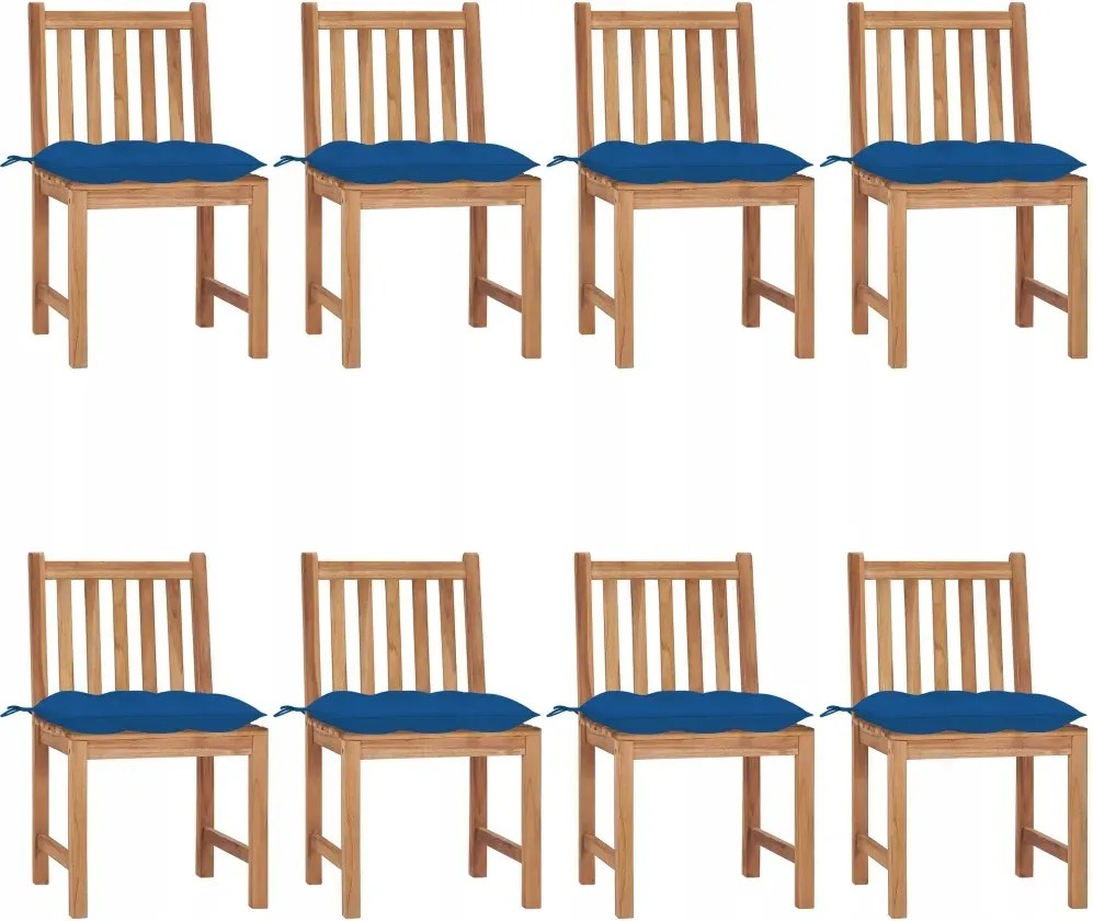 vidaXL Záhradné stoličky 8 ks s podložkami tíkový masív