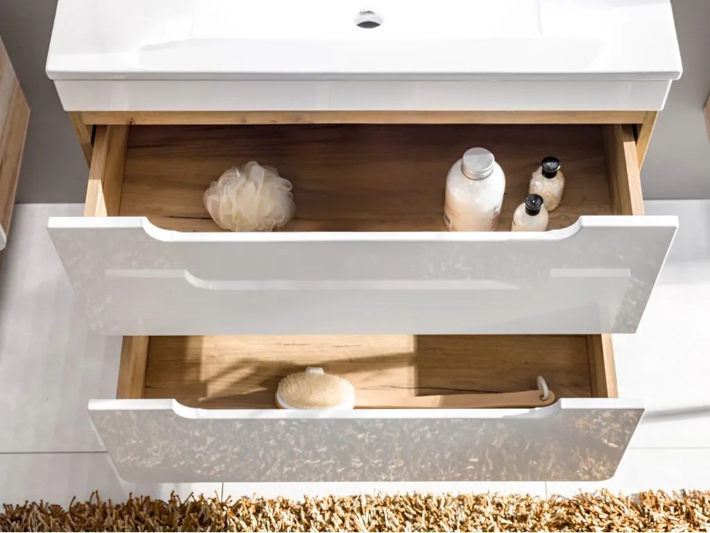 Comad Kúpeľňová skrinka pod umývadlo Aruba White 80 dub craft/biela