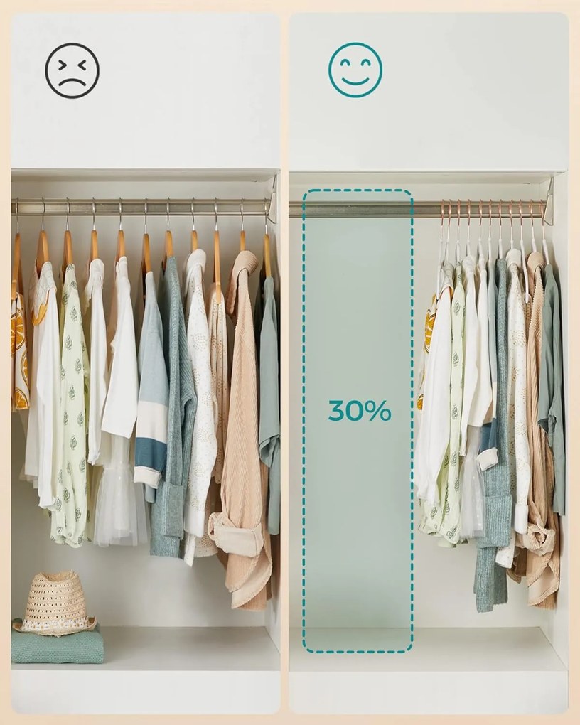 Set detských vešiakov na oblečenie FOUS 50 ks biela/ružová