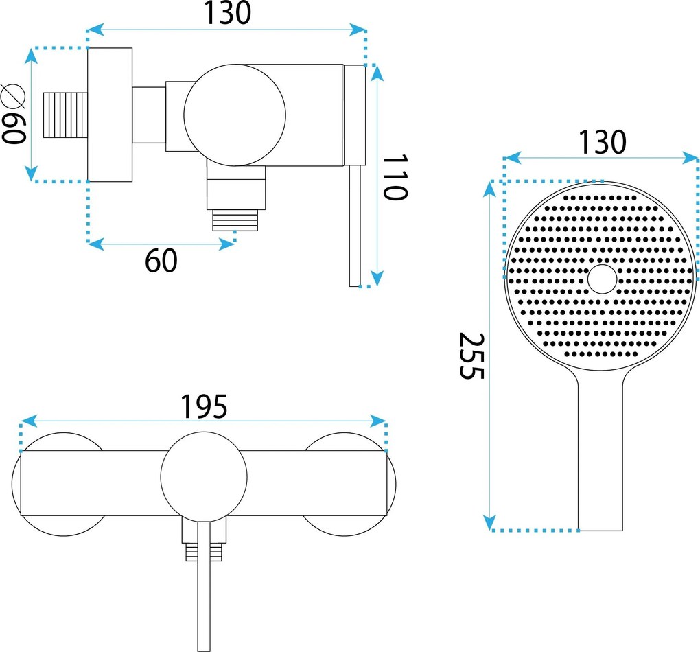 Rea Lungo Stripe, sprchová batéria s ručnou sprchovou súpravou, brúsená oceľ, REA-B9491