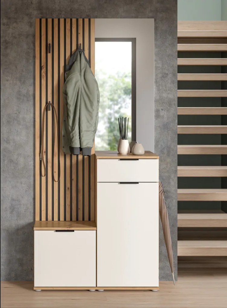 Predsieňová stena Simple, dub artisan/biela