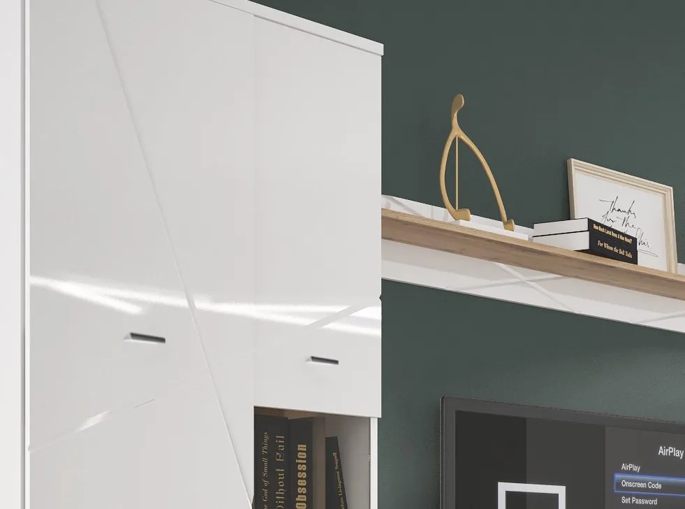 Obývacia stena s osvetlením Storm, dub/biely lesk