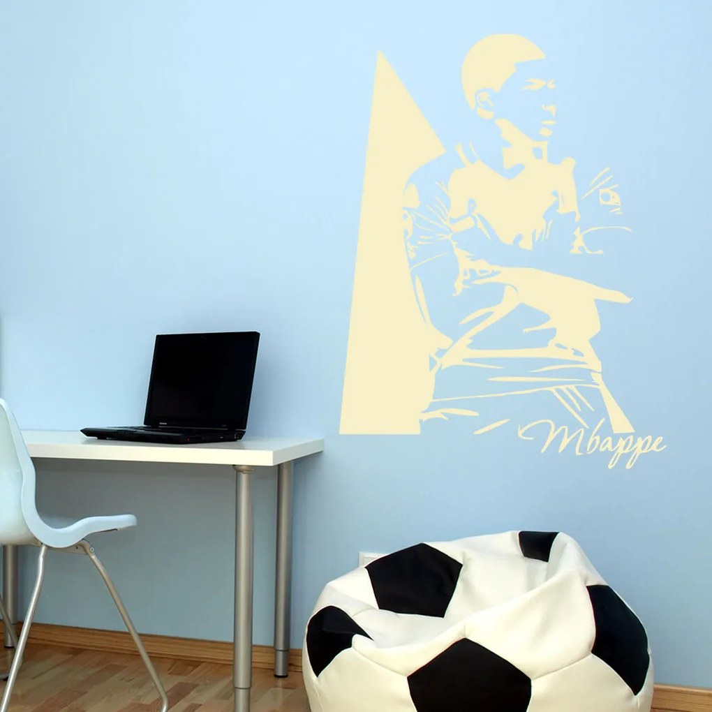 Veselá Stena Samolepka Kylian Mbappé Farba: černá, Veľkosť: 100 x 75 cm