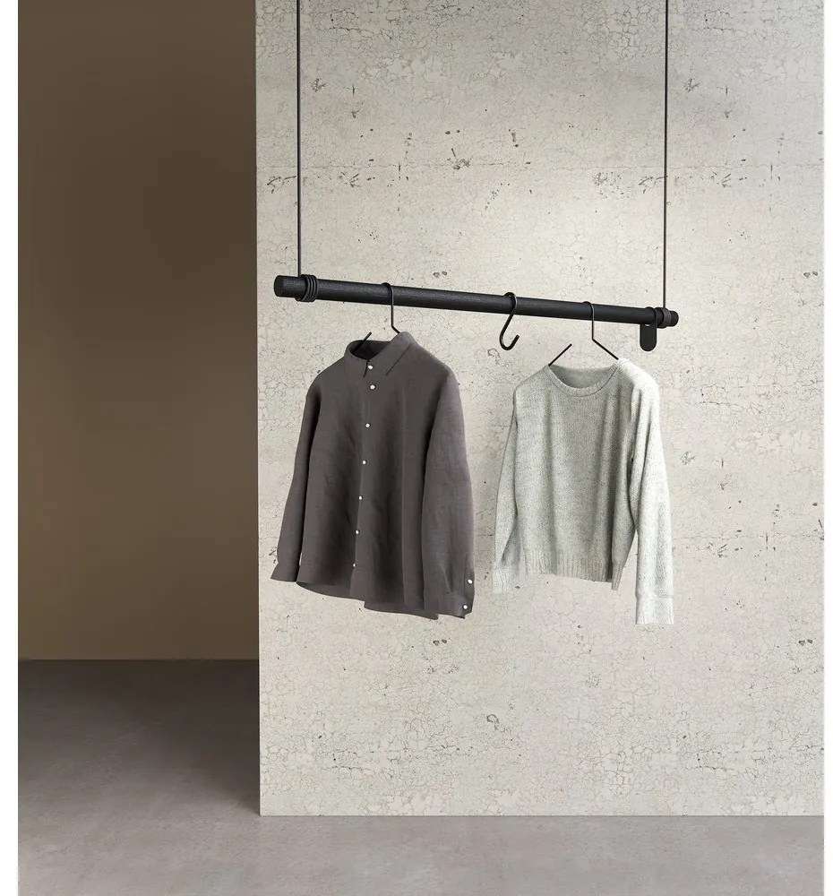 Čierny nástenný vešiak z dubového dreva 110 cm Swing L – LIND DNA