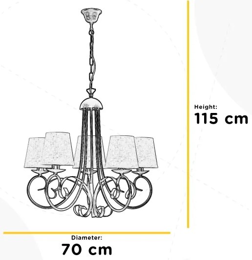ONLI - Luster na reťazi POMPEI 5xE14/6W/230V bronzová