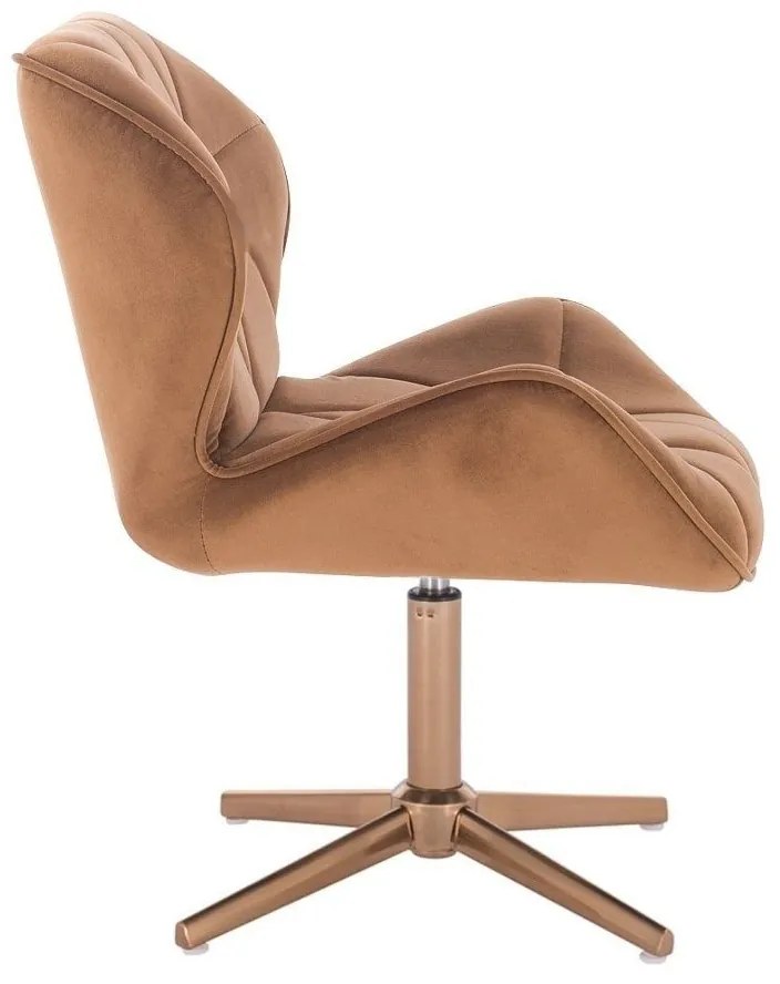 LuxuryForm DESIGN Stolička MILANO VELUR na zlatom kríži - hnedá