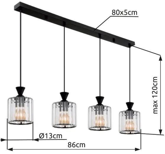 Globo 15742-4 - Luster na lanku JORDANA 4xE27/60W/230V čierna