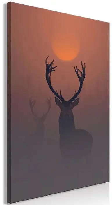 Obraz - Deers in the Fog (1 Part) Vertical Veľkosť: 20x30, Verzia: Na talianskom plátne