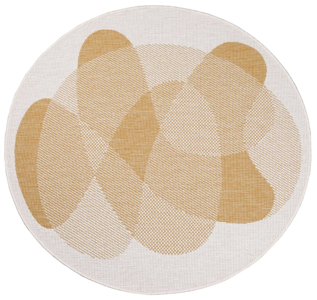 Dekorstudio Obojstranný okrúhly koberec na terasu DuoRug 5835 - žltý Priemer koberca: 120cm