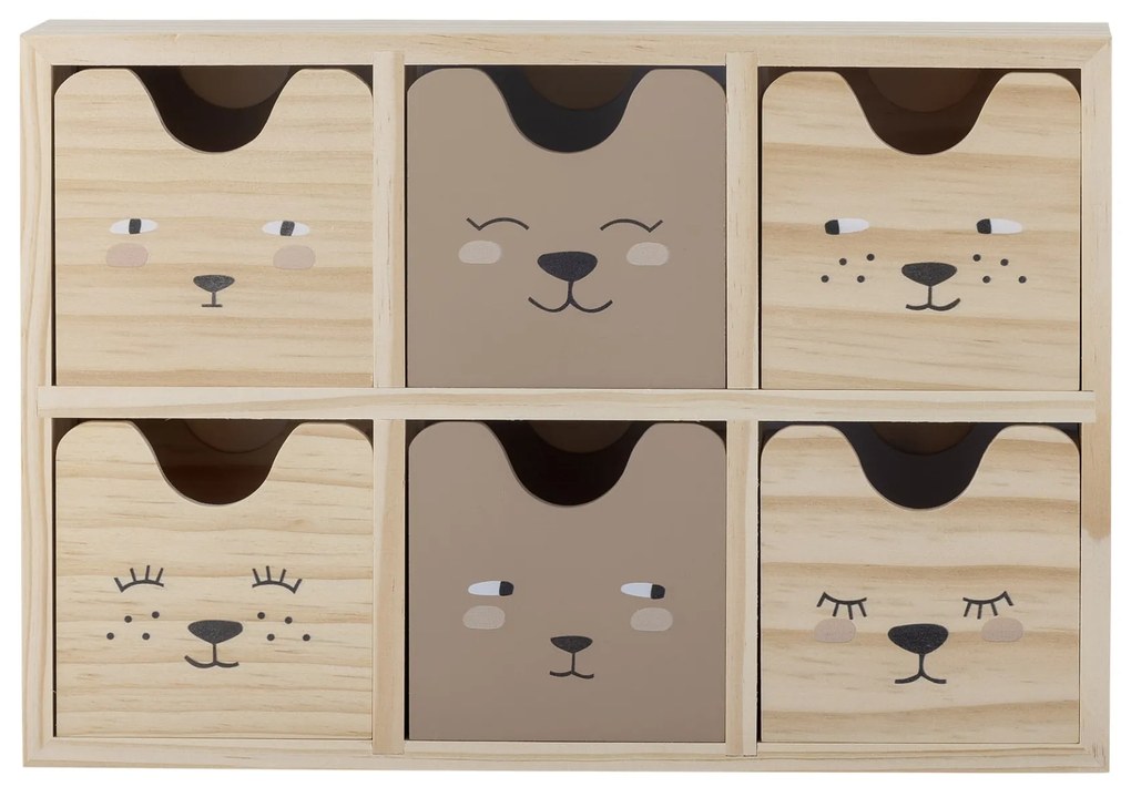 Bloomingville Drevený úložný box so zásuvkami Calle Nature