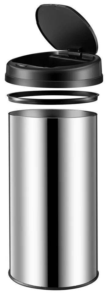 InternetovaZahrada Bezdotykový odpadkový kôš s USB 40 L - strieborný