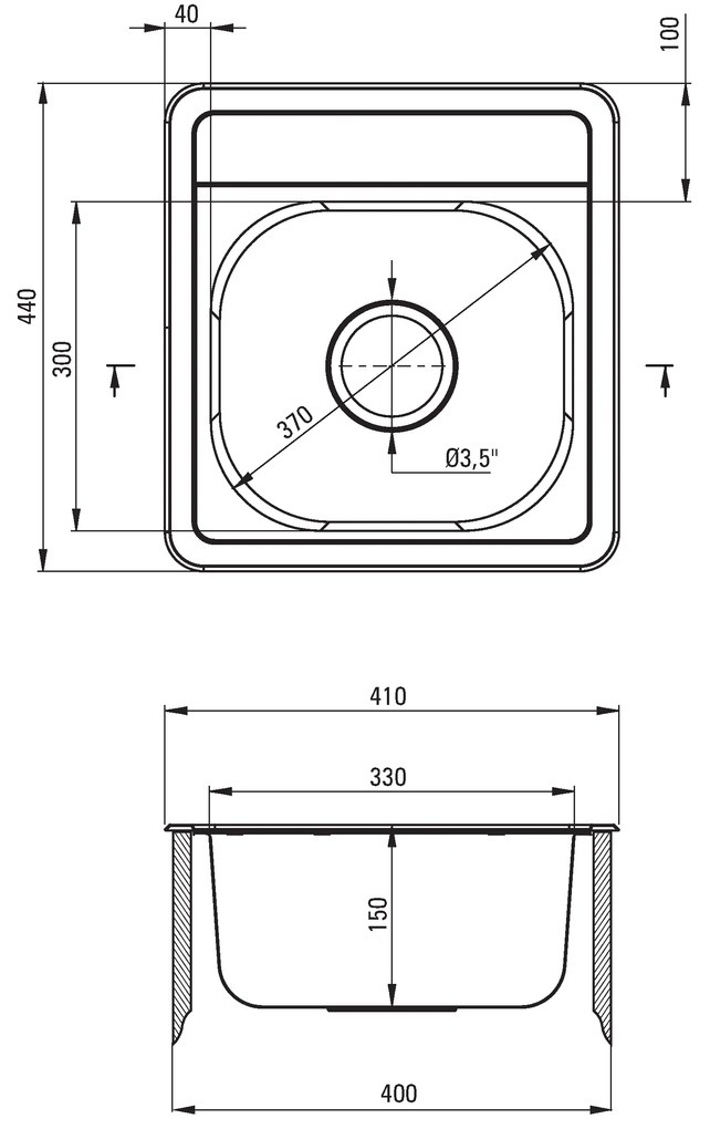 Deante Mercato, nerezový drez na dosku 1-komorový B/O 410x440x165 3,5" + sifón, vzor dekor, ZHM_3100